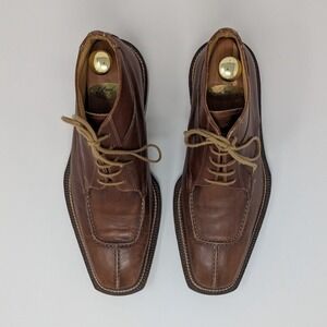 Canali Made in Italy Leather Derby Boots Brown Men's Dress Shoes Sz 8.5